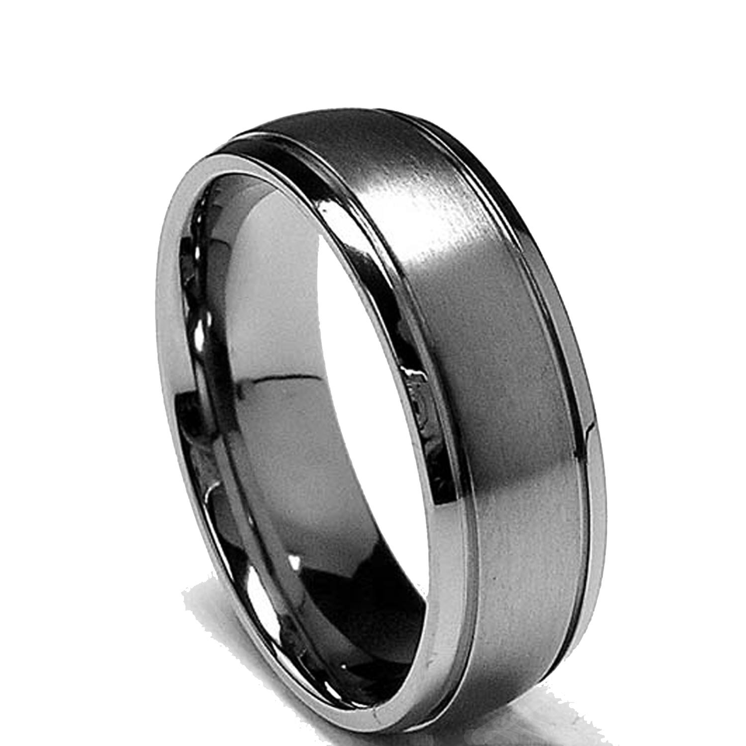 7 MM High Polish / Matte Finish Titanium ring with Grooves sizes 6 to 13